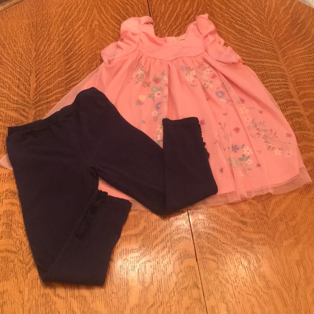 Girls floral dress and leggings set